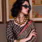 Black Patola Printed Satin Crepe Silk Saree