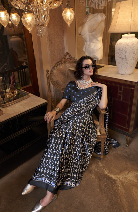 Buy Black Soft Silk Sarees Online-Story
