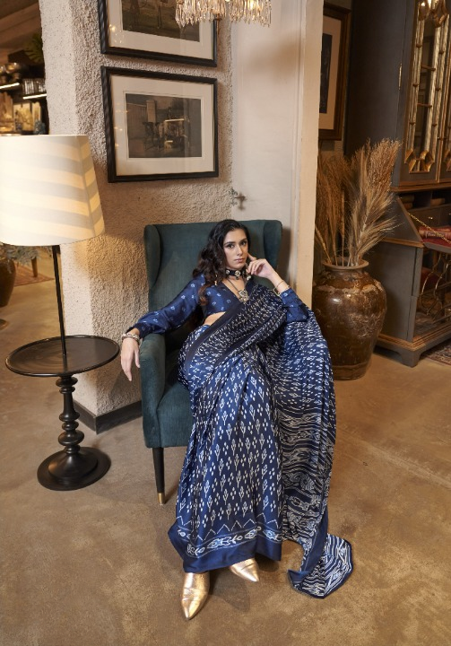 Buy Blue  Soft Silk Sarees Online-Story