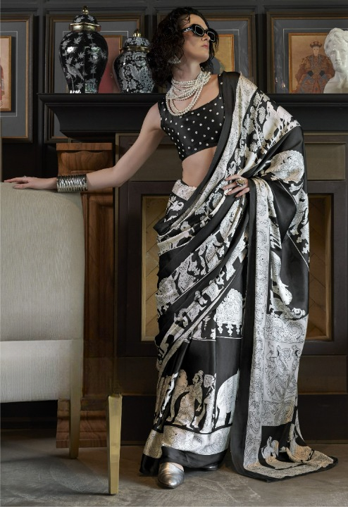 Buy Black Soft Silk Sarees Online-Story