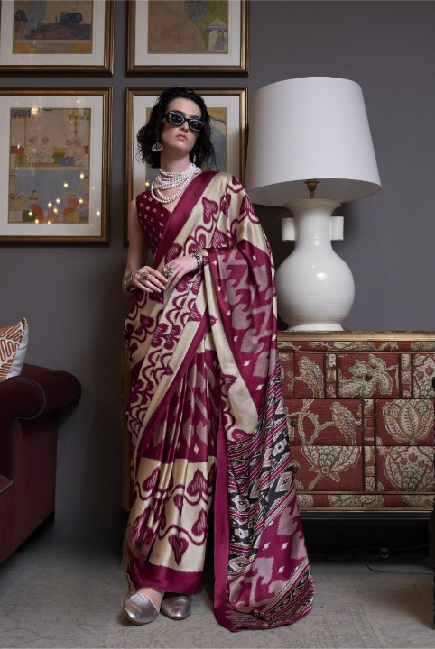 Buy Maroon Soft Silk Sarees Online-Story