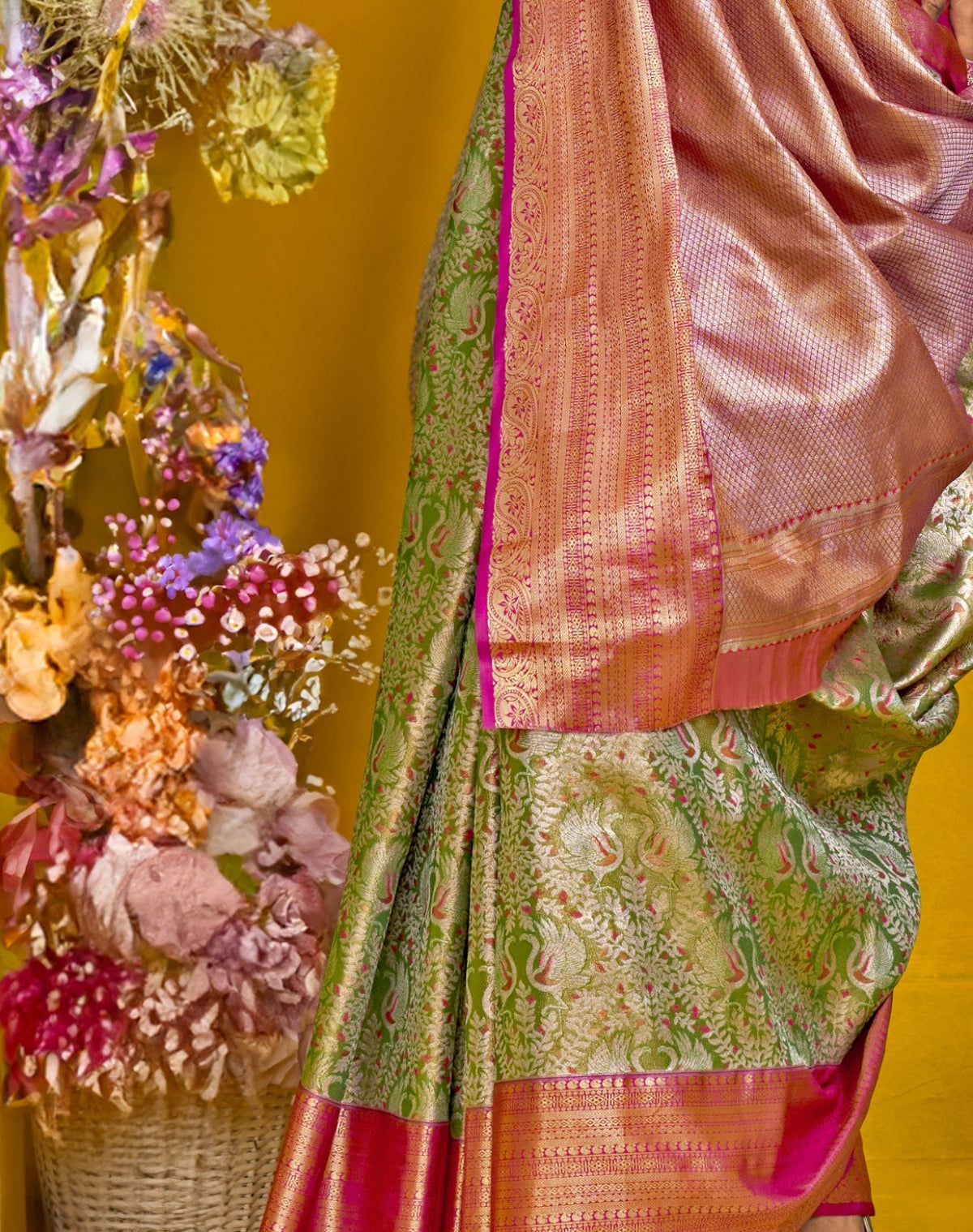 Buy Green Silk Saree Online-STORI