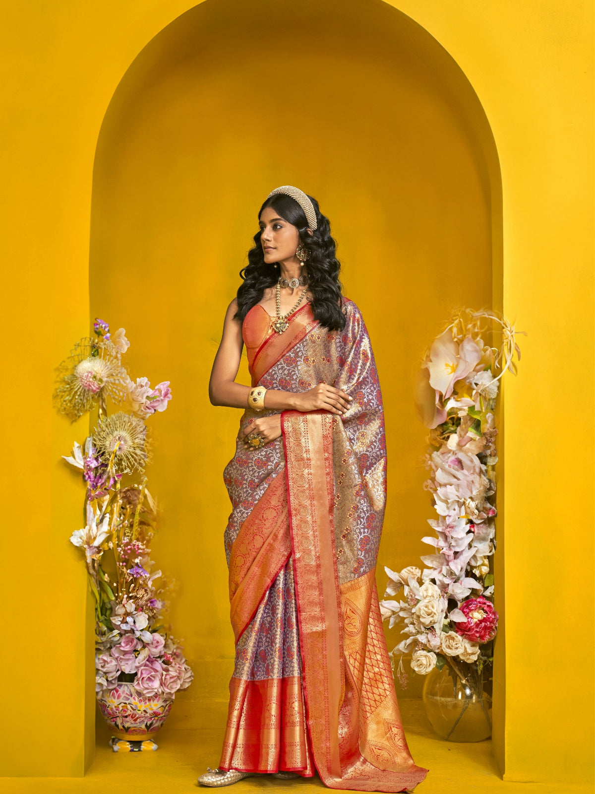 Buy Grey Silk Saree In Online-STORI