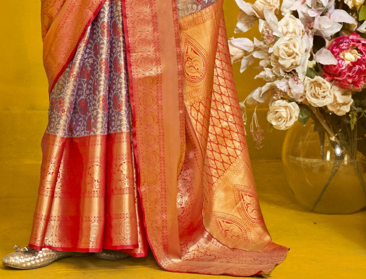 Buy Grey Silk Saree In Online-STORI