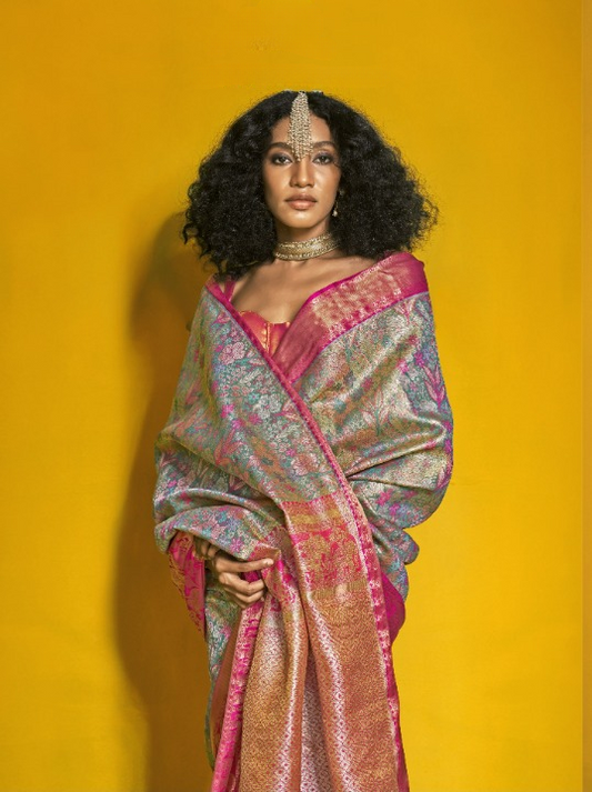 Buy Blue Silk Saree In Online-STORI