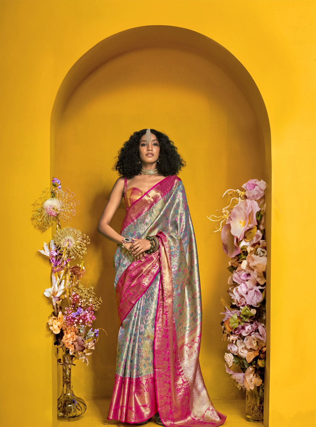 Buy Blue Silk Saree In Online-STORI