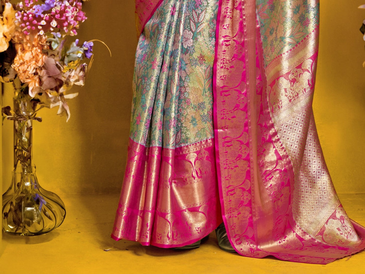 Buy Blue Silk Saree In Online-STORI