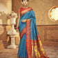 Teal Blue Paithani Soft Silk Saree