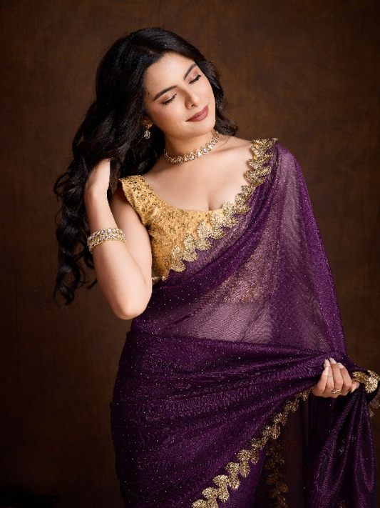 Buy Purple Partywear Sarees Online at STORI