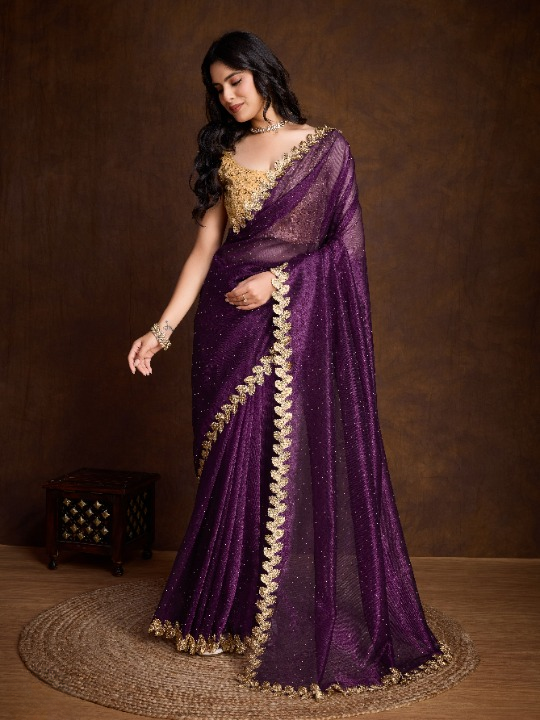 Buy Purple Partywear Sarees Online at STORI