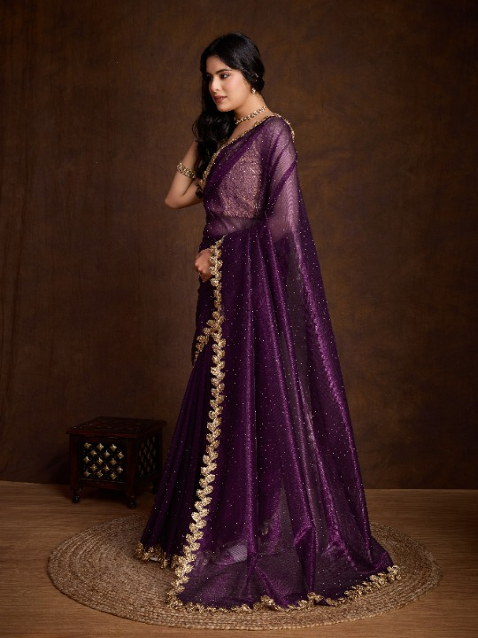Buy Purple Partywear Sarees Online at STORI