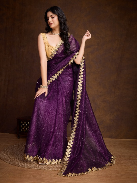 Buy Purple Partywear Sarees Online at STORI