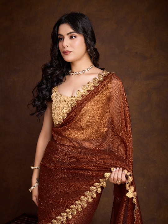 Buy Brown Partywear Sarees Online at STORI