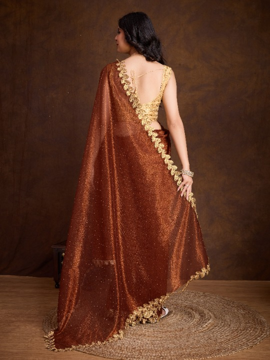 Buy Brown Partywear Sarees Online at STORI