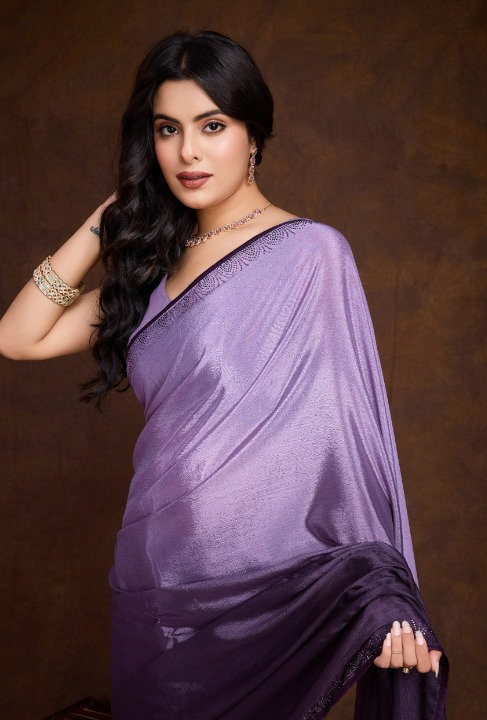 Ombre Purple Soft Chinon Silk Saree