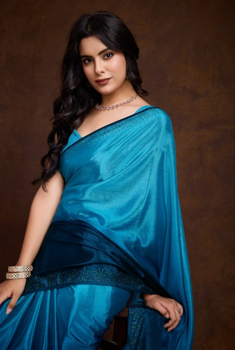 Ombre Green Soft Chinon Silk Saree