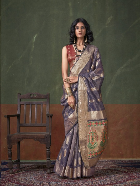  Buy Purple Tissue Silk Saree Online-STORI