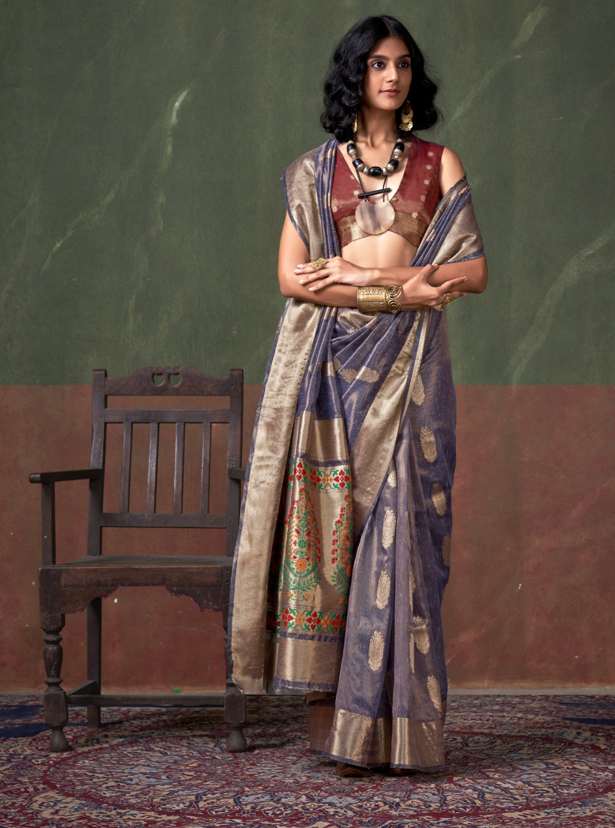  Buy Purple Tissue Silk Saree Online-STORI