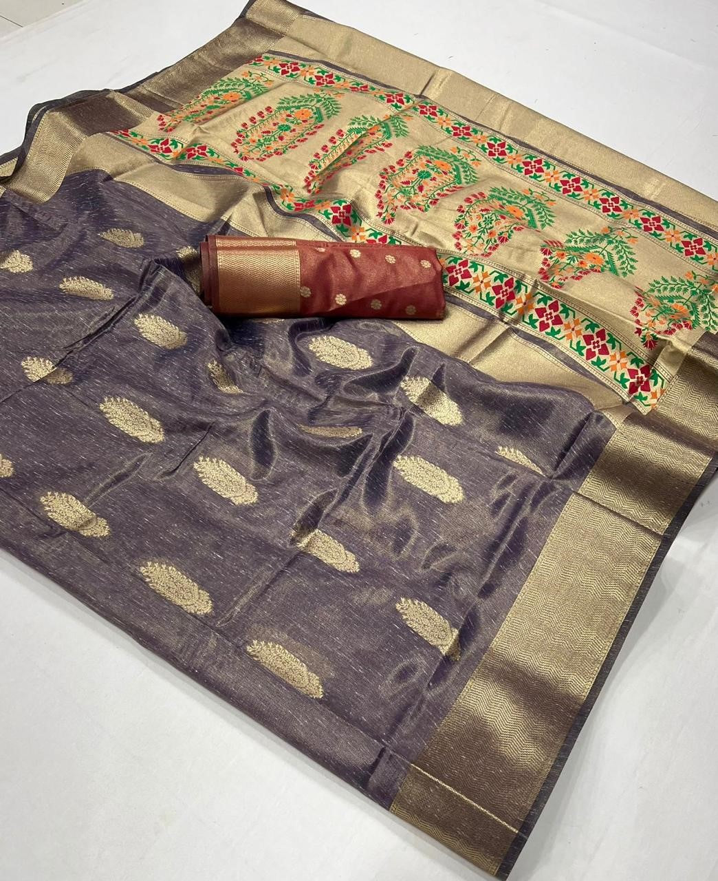  Buy Purple Tissue Silk Saree Online-STORI