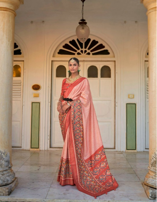 Shop Pink Patola Silk Saree Online-STORI