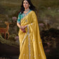 Yellow Tissue Silk Saree With Embroidered Designer Blouse