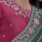 Ash Grey Tissue Silk Saree With Embroidered Designer Blouse
