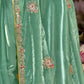 Ocean Green Tissue Silk Saree With Embroidered Designer Blouse