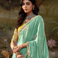 Ocean Green Tissue Silk Saree With Embroidered Designer Blouse