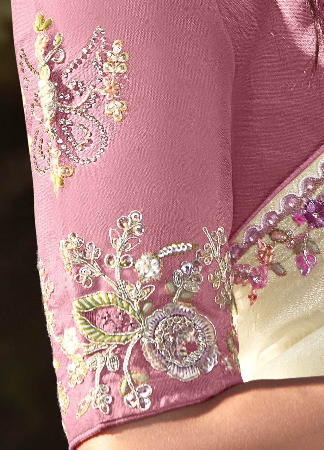 Ivory White Tissue Silk Saree With Embroidered Designer Blouse