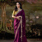 Deep Wine Tissue Silk Saree With Embroidered Designer Blouse