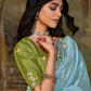 Sky Blue Tissue Silk Saree With Embroidered Designer Blouse