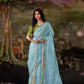 Sky Blue Tissue Silk Saree With Embroidered Designer Blouse