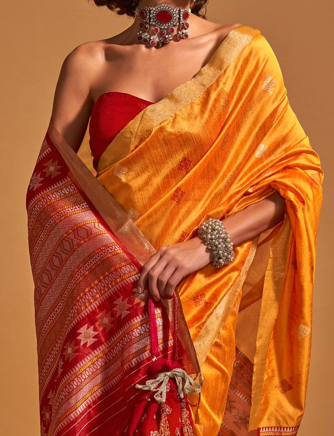Yellow & Red Patola Silk Saree
