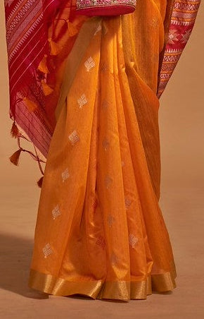 Yellow & Red Patola Silk Saree