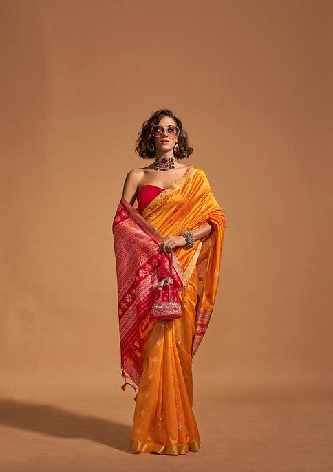 Yellow & Red Patola Silk Saree