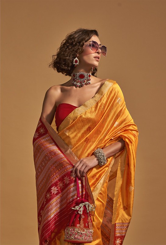Yellow & Red Patola Silk Saree
