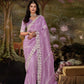 Light Purple Tissue Silk Saree With Embroidered Designer Blouse