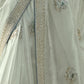 Pastel Mint Green Tissue Silk Saree With Embroidered Designer Blouse
