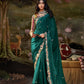 Forest Green Tissue Silk Saree With Embroidered Designer Blouse