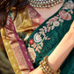 Forest Green Tissue Silk Saree With Embroidered Designer Blouse