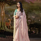 Pastel Pink Tissue Silk Saree With Embroidered Designer Blouse
