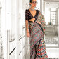 Tessellate Ajrakh Printed Satin Crepe Saree