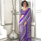 STORI Purple Ajrakh Printed Satin Crepe Saree