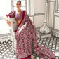 STORI Maroon Ajrakh Printed Satin Crepe Saree