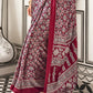 STORI Maroon Ajrakh Printed Satin Crepe Saree
