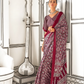 STORI Maroon Ajrakh Printed Satin Crepe Saree