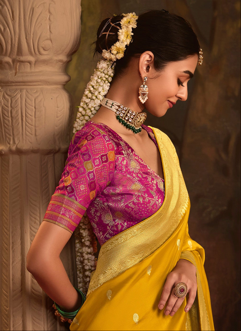 STORI Turmeric Yellow Silk Saree