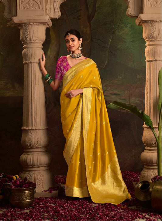 STORI Turmeric Yellow Silk Saree