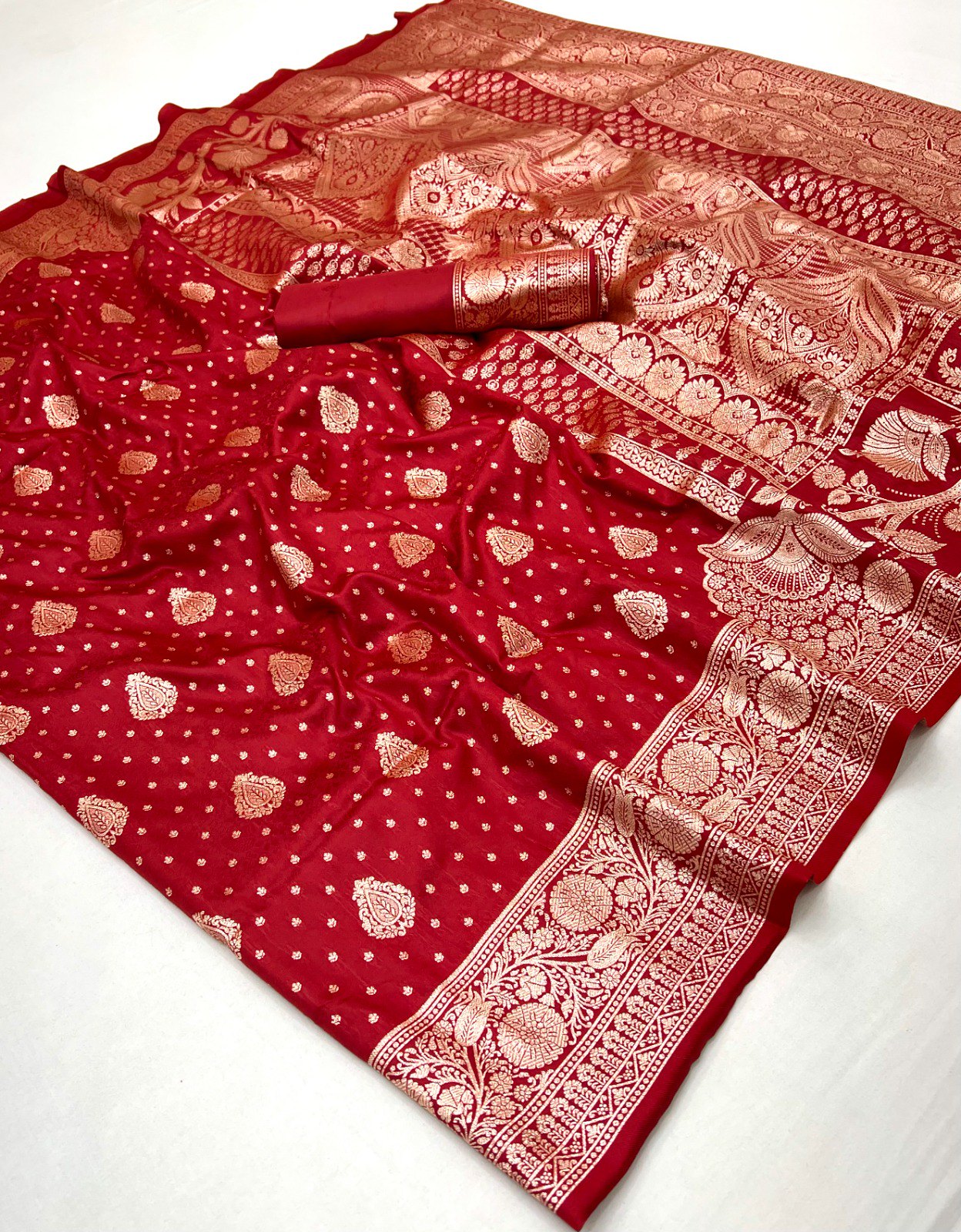 Bridal Red Zari Woven Silk Saree