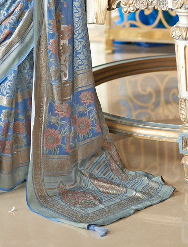 Chalk Blue Soft Georgette Saree